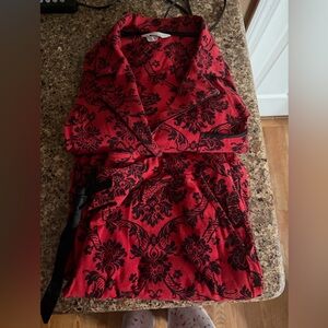 SOMA  Red Black Floral Lace pattern Long Sleeve Pajama Set size large